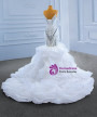 White Mermaid Beading Crystal Spaghetti Straps Wedding Dress