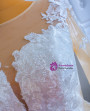 White Mermaid Tulle Lace Appliques Long Sleeve Wedding Dress