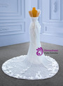 White Mermaid Sequins Pearls Flower Wedding Dress