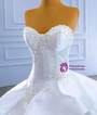 Ball Gown White Satin Pearls Wedding Dress