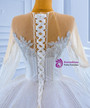 Ball Gown White Tulle Sequins Long Sleeve Beading Wedding Dress