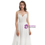 White Chiffon Lace Beading Spaghetti Straps Wedding Dress