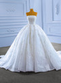 Ball Gown White Tulle Sequins Beading Wedding Dress