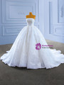 Ball Gown White Tulle Sequins Beading Wedding Dress
