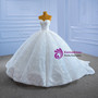 White Ball Gown Sequins Lace Appliques Beading Wedding Dress