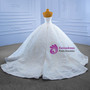White Ball Gown Sequins Lace Appliques Beading Wedding Dress