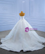 White Ball Gown Sequins Lace Appliques Beading Wedding Dress
