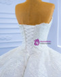 White Ball Gown Sequins Lace Appliques Beading Wedding Dress