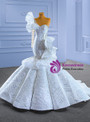 White Mermaid Sequins One Shoulder Beading Crystal Wedding Dress