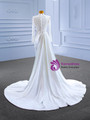 White Mermaid Satin High Neck Beading Sequins Wedding Dress