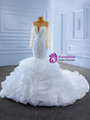 Sexy Heavy Beading White Mermaid Long Sleeve Wedding Dress