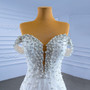 White Mermaid Sequins Beading Wedding Dress With Detachable Train