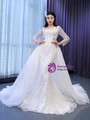 White Mermaid Sequins Square Neck Wedding Dress With Detachable Train