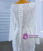 White Mermaid Sequins Square Neck Wedding Dress With Detachable Train