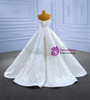 White Satin Off the Shoulder Beading Sequins Wedding Dress
