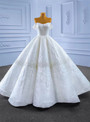 White Satin Off the Shoulder Beading Sequins Wedding Dress