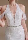 White Mermaid Lace Beading V-neck Wedding Dress