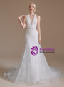 White Mermaid Lace Beading V-neck Wedding Dress