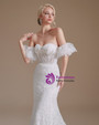 White Mermaid Lace Sweetheart Beading Pearls Wedding Dress