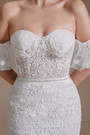 White Mermaid Lace Sweetheart Beading Pearls Wedding Dress