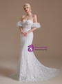 White Mermaid Lace Sweetheart Beading Pearls Wedding Dress