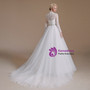 White Tulle Appliques Long Sleeve Beading Wedding Dress