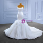 White Mermaid Tulle Spaghetti Straps Wedding Dress