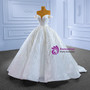 White Satin Off the Shoulder Sequins Wedding Dress