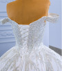 White Satin Off the Shoulder Sequins Wedding Dress