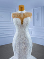 White Mermaid High Neck Lace Beading Wedding Dress
