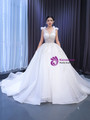 White Tulle V-neck Sequins Wedding Dress
