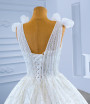 White Tulle V-neck Sequins Wedding Dress