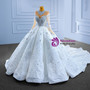 Dubai Sequins Beading Long Sleeve Crystal Wedding Dress