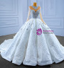 Dubai Sequins Beading Long Sleeve Crystal Wedding Dress