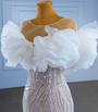 White Mermaid Tulle Sequins Beading Wedding Dress