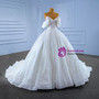 Luxury Ball Gown White Tulle Sequins Pearls Wedding Dress