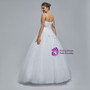 White Ball Gown Spaghetti Straps Tulle Sequins Prom Dress