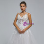 White Tulle Spaghetti Straps 3D Appliques Wedding Dress
