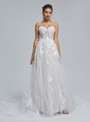 White Spaghetti Straps Lace Appliques Wedding Dress