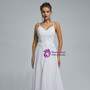 Summer White Chiffon Lace Spaghetti Straps Wedding Dress