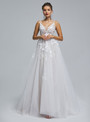 White Spaghetti Straps Backless Appliques Wedding Dress