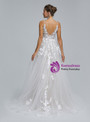 White Spaghetti Straps Backless Appliques Wedding Dress