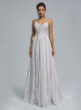 White Chiffon Lace Straps Backless Wedding Dress
