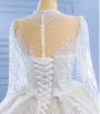 Ball Gown White Sequins Tulle Long Sleeve Wedding Dress