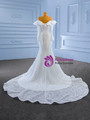 White Mermaid Sequins Pearls Long Sleeve Wedding Dress