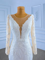 White Mermaid Lace Long Sleeve Wedding Dress