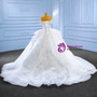 Vintage White Ball Gown Tulle Sequins Pearls Wedding Dress