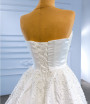 White Satin Strapless Pearls Wedding Dress