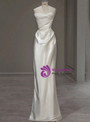 Simple White Satin Pleats Straps Wedding Dress