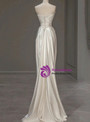 Simple White Satin Pleats Straps Wedding Dress